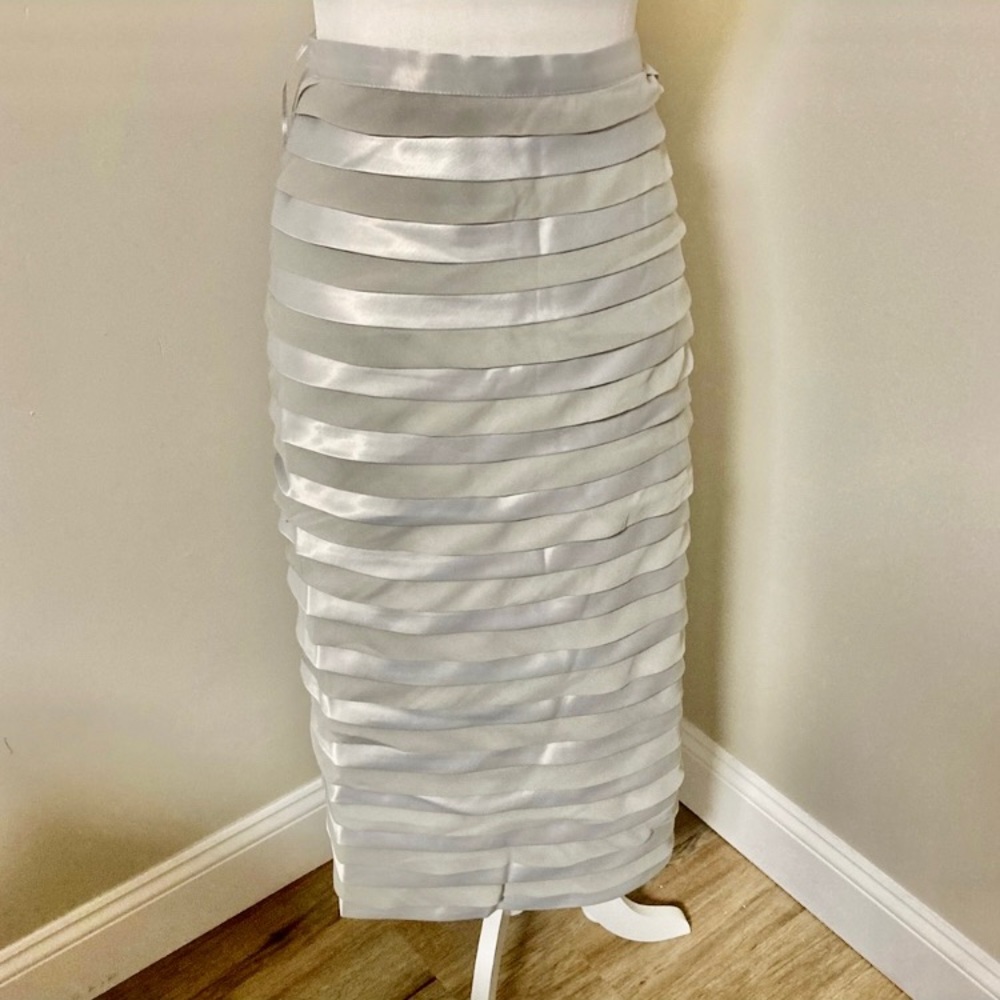 Soraya Silver Grey Scallop Tiered Plus Size Mid Length Cocktail S…